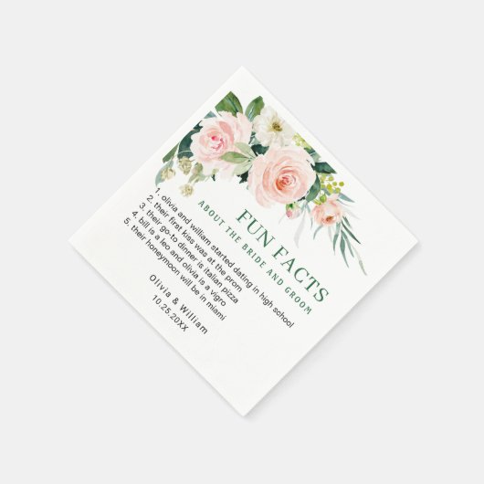 Elegante Blozende Roze Bloemige Feiten Bruiloft Servet (Hoek)