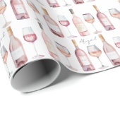 Elegante Blozende Roze Rosé Wijn Cadeaupapier (Rol Hoek)