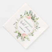 Elegante blozende roze witte groene gouden bloemmo servet (Hoek)