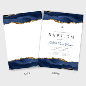 Elegante Blue Agate Religieuze Baby Doop Kaart