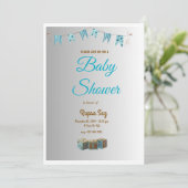 Elegante Blue Baby shower Invitation Kaart (Staand voorkant)