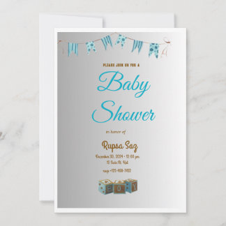 Elegante Blue Baby shower Invitation Kaart