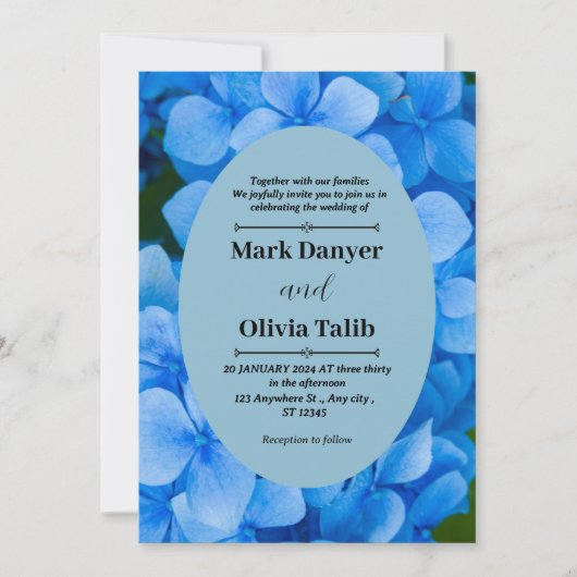 Elegante Blue Board Wedding Invitation Sjabloon Kaart (Voorkant)