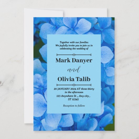 Elegante Blue Board Wedding Invitation Sjabloon Kaart (Voorkant)