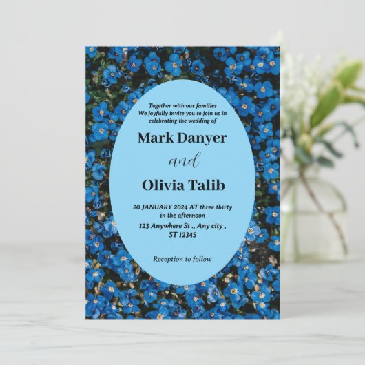 Elegante Blue Board Wedding Invitation Sjabloon Kaart (Staand voorkant)