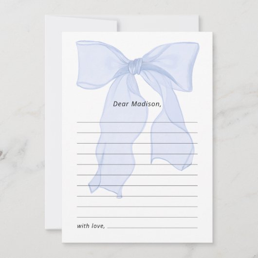 Elegante Blue Bow 1st Birthday Time Capsule Kaart (Voorkant)