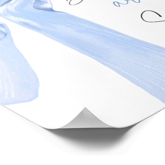 Elegante Blue Bow Baby shower Baby's zijn zoet Poster (Hoek)