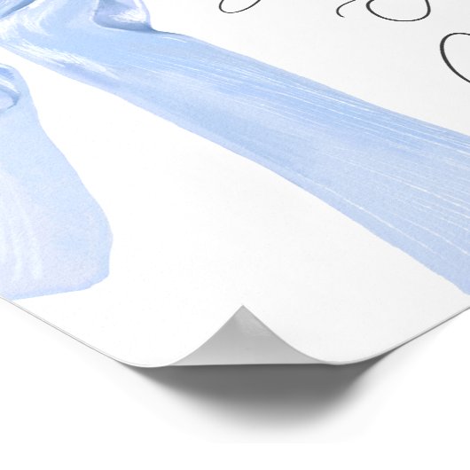 Elegante Blue Bow Baby shower boeken en geschenken Poster (Hoek)