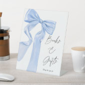 Elegante Blue Bow Baby shower boeken en geschenken Reclamebord Met Voetstuk (Insitu)