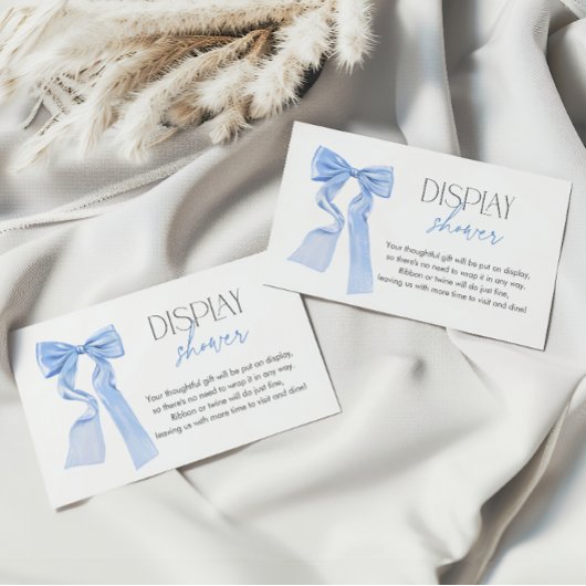 Elegante Blue Bow Baby shower Display Shower Informatiekaartje