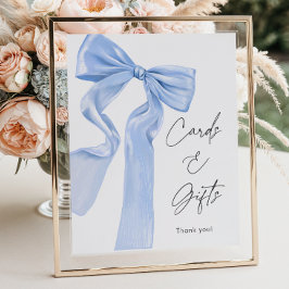 Elegante Blue Bow Baby shower Kaarten en geschenke Poster