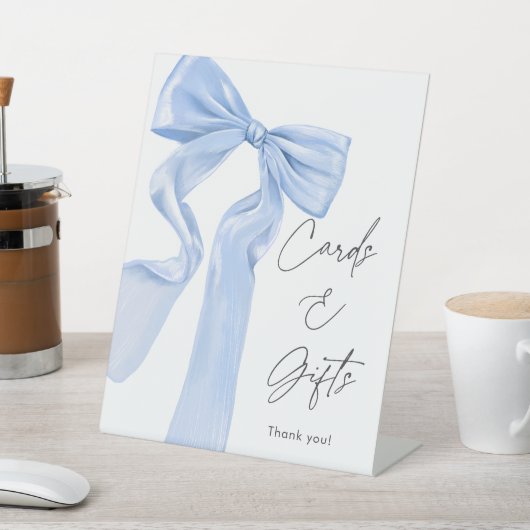 Elegante Blue Bow Baby shower Kaarten en geschenke Reclamebord Met Voetstuk (Insitu)