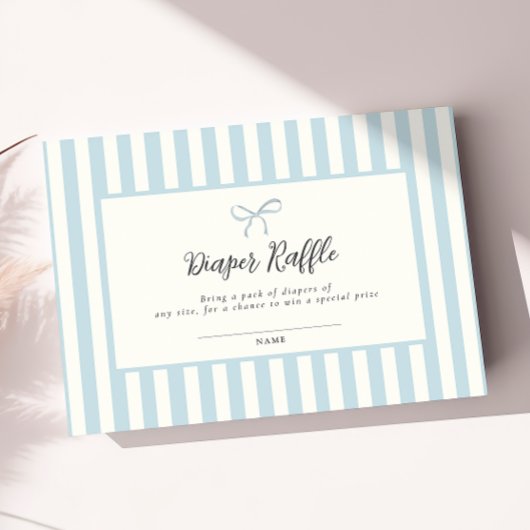 Elegante Blue Bow Baby shower Luier Raffle Kaart