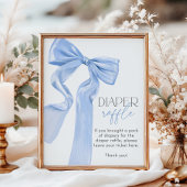 Elegante Blue Bow Baby shower Luier Raffle Poster