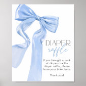 Elegante Blue Bow Baby shower Luier Raffle Poster (Voorkant)