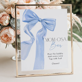 Elegante Blue Bow Baby shower Momosa Bar Poster