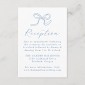 Elegante Blue Bow bruiloft receptie Informatiekaartje (Voorkant)