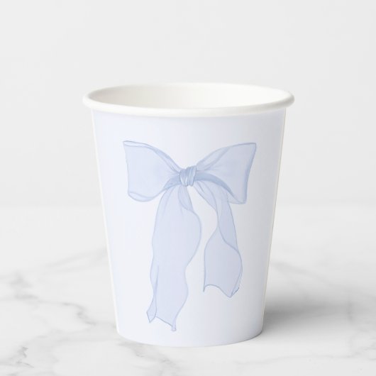 Elegante Blue Bow Coquette Papieren Bekers (Achterkant)