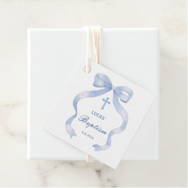 Elegante Blue Bow doop gunst Tags Bedankjes Labels