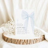 Elegante Blue Bow doop uitnodiging