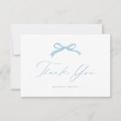 Elegante Blue Bow Girls Baby shower Bedankkaart (Voorkant)