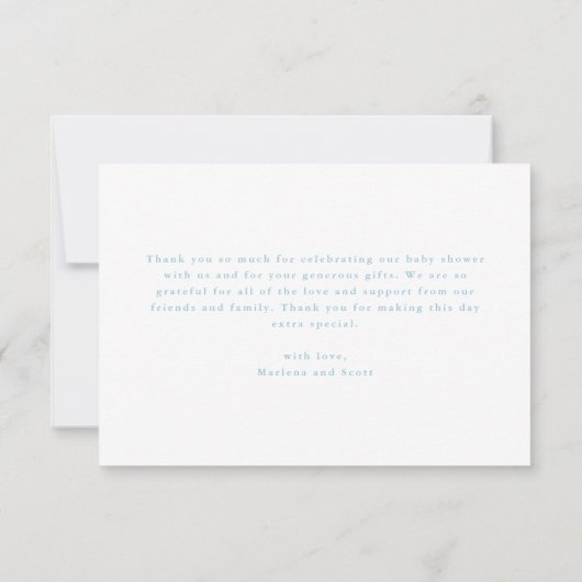 Elegante Blue Bow Girls Baby shower Bedankkaart (Achterkant)