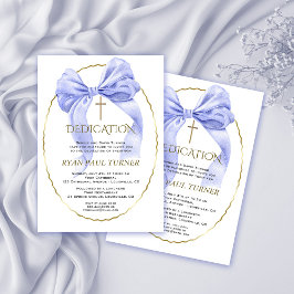 Elegante Blue Bow Gold Boy Toewijding Kaart