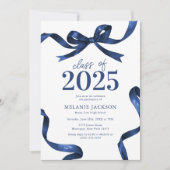 Elegante Blue Bow Graduation Party Kaart (Voorkant)