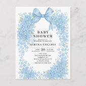 Elegante Blue Bow Hortensia Baby shower Briefkaart (Voorkant)