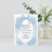 Elegante Blue Bow Hortensia Vrijgezellenfeest Briefkaart (Staand voorkant)