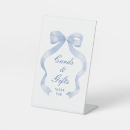 Elegante Blue Bow Kaarten & Geschenken Reclamebord Met Voetstuk
