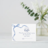 Elegante Blue Bow Luier Raffle Baby shower Raffle Informatiekaartje (Staand voorkant)