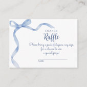 Elegante Blue Bow Luier Raffle Baby shower Raffle Informatiekaartje (Voorkant)
