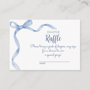 Elegante Blue Bow Luier Raffle Baby shower Raffle Informatiekaartje