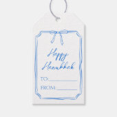 Elegante Blue Bow  minimalistische Chanoeka Cadeaulabel (Voorkant)