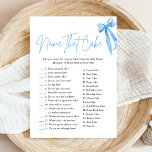 Elegante Blue Bow Naam die taart Vrijgezellenfeest Kaart<br><div class="desc">Voeg een vleugje sophisticatie en plezier toe aan uw vrijgezellenfeest met het spel "Name That Cake", met een elegant blauw boogontwerp. Dit heerlijke spel daagt gasten uit om verschillende taarten te identificeren op basis van hun beschrijvingen of afbeeldingen, waardoor je een speelse draai aan je feest toevoegt. Het chique blauw...</div>