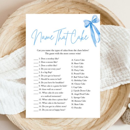 Elegante Blue Bow Naam die taart Vrijgezellenfeest Kaart