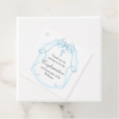 Elegante Blue Bow Ribbon Bevestigingsfeest Bedankjes Labels (In situ)