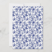 Elegante Blue Bow Toile de Jouy Floral Baby shower Kaart (Achterkant)
