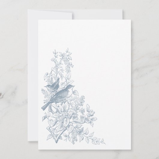 Elegante Blue Chinoiserie Natuur & Vogels Verjaard Kaart (Achterkant)