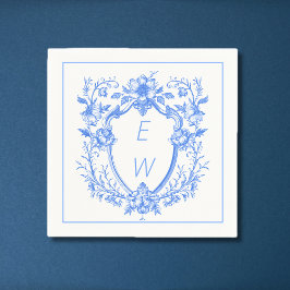 Elegante Blue Crest Monogram bruiloft Servet