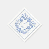 Elegante Blue Crest Monogram bruiloft Servet (Hoek)