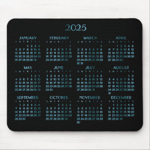 Elegante Blue Deco jaarkalender 2025 Muismat