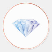 Elegante Blue Diamond Roos Gold Envelope Seal Ronde Sticker (Voorkant)