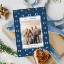 Elegante Blue Family Christmas Kaart