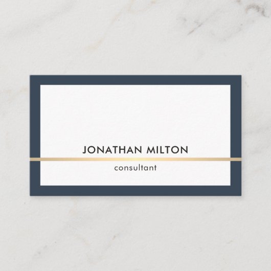 Elegante Blue Faux Gold Line Consultant Visitekaartje (Voorkant)