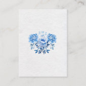 Elegante Blue Floral Bow Chic Toile Boeken voor Ba Informatiekaartje (Achterkant)