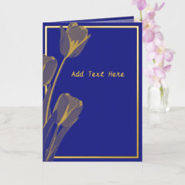 Elegante Blue Floral Gold Foil Kaart