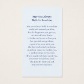 Elegante Blue Floral Memorial Funeral Prayer Kaart (Achterkant)