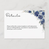 Elegante Blue Floral Wedding Enclosure Kaarten (Voorkant)
